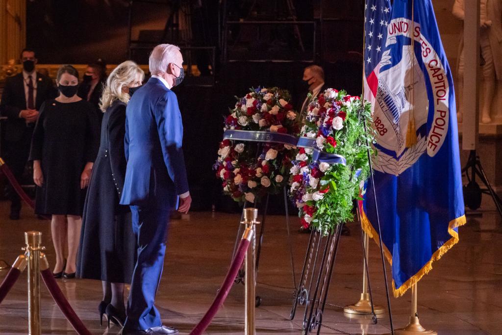 President Biden and First Lady Jill Biden pay their respects to Officer Brian Sicknick