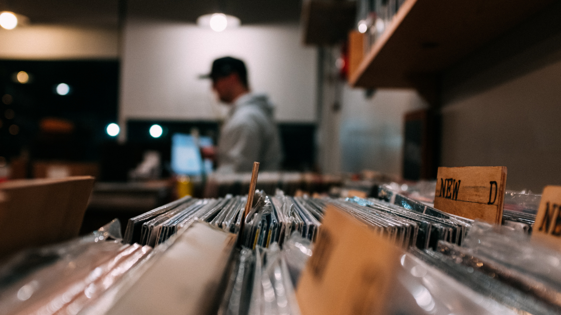 record store vinyl organization close-up