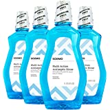 Amazon Brand - Solimo Multi Action Antiseptic Rinse, Alcohol Free, Fresh Mint, 1 Liter, 50.7 Fluid Ounces, Pack of 4