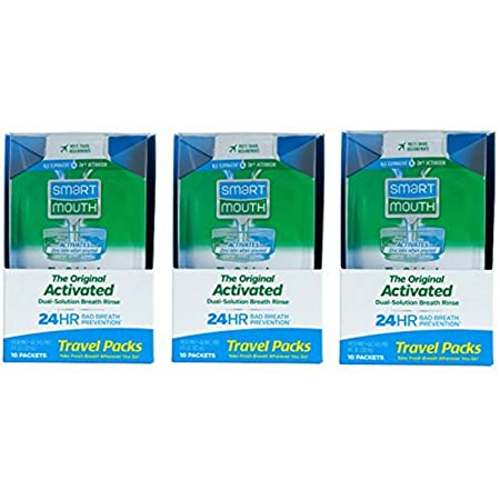 SmartMouth Mouthwash Travel Packets for 24 Hours of Fresh Breath Guaranteed, 3 Boxes, 10 packs each