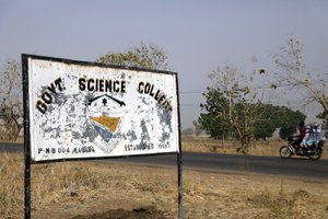 A sign for Government Science College is seen following an attack by gunmen, in Kagara, Nigeria, Thursday, Feb. 18, 2021.