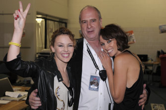 Michael Gudinski with Kylie and Danni Minogue.