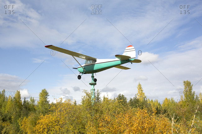 Inuvik, Canada - August 8, 2019: Inuvik town's wind direction plane turning in the wind