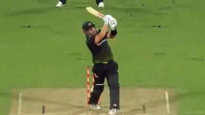 Aaron Finch on fire for Australia in their T20 against New Zealand
