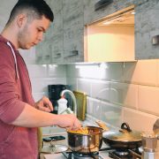 Man cooking pasta