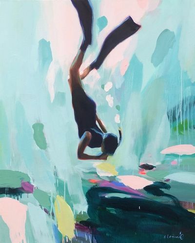 Elizabeth Lennie, ‘"Neutral Bouyancy" oil painting of a woman snorkeling underwater’, 2010-Present