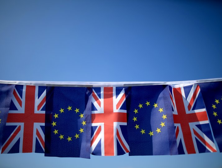 EU flag and Union flag bunting