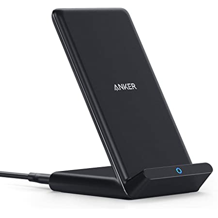 Anker Wireless Charger, PowerWave Stand, Qi-Certified for iPhone 12, 12 Mini, 12 Pro Max，SE, 11, 11 Pro, 11 Pro Max, XR, Xs Max, 10W Fast-Charging Galaxy S20 S10 S9 S8, Note 10 (No AC Adapter)