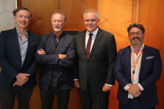 Paul Wiegard, Bryan Brown, Scott Morrison and Matthew Deaner in Canberra in February