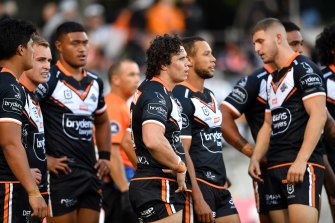 The Tigers go through the motions after another Cowboys try at Leichhardt Oval.