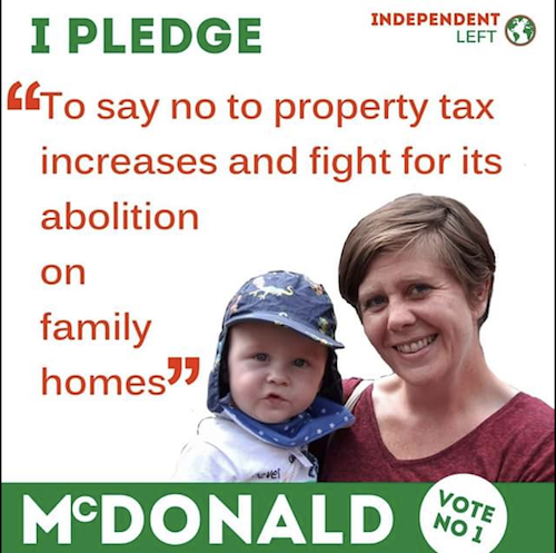 Niamh McDonald pledges to oppose property tax increases.