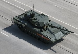 Prototyp of russian main battle tanke T-14 Armata, view from above, Victory parade Moscow 2015