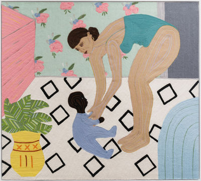 Cheryl Pope, ‘Mother and Child on Blue Mat’, 2021