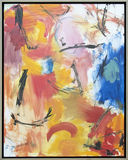 Denouement No 53 - warm, bright, colourful, gestural, abstract, oil on canvas