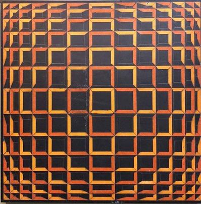 Victor Vasarely, ‘Colored Tape on Metal Box Manner of Vasarely Collage Painting Kinetic Op Art’, 20th Century