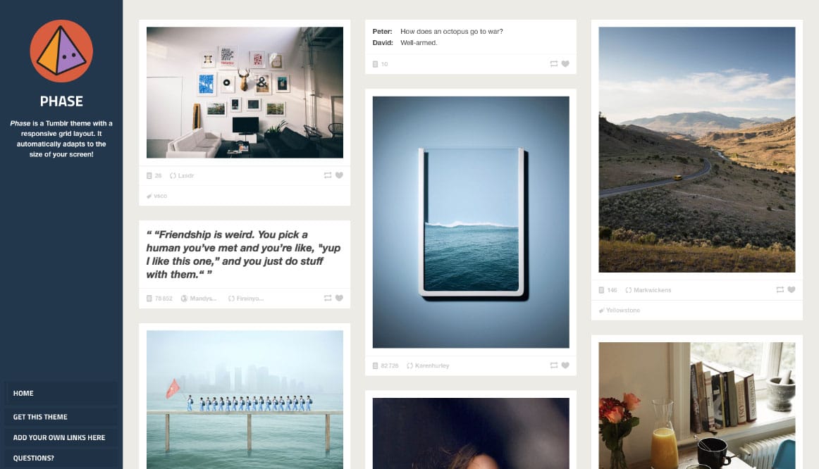 Phase Premium Tumblr Theme