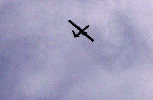 An Israeli reconnaissance aircraft is used to monitor militants movements in the town of Rafah in the southern Gaza Strip on November 17, 2012. Fourty Gazans have been killed and more than 350 wounded since Israel launched an aerial campaign on the enclave on November 14th, in the afternoon, with at least five militants among the 10 people killed in the most recent raid.Photo by Ahmed Deeb / WN