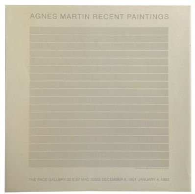 Agnes Martin, ‘Agnes Martin Recent Paintings’, 1991