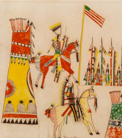 A Southern Cheyenne Ledger Drawing