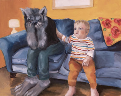 Lindsey Mendick, ‘Wolfie and Felix Watching Telly’, 2021