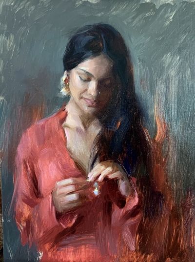 Suchitra Bhosle, ‘Contemplation in Red’, 2021