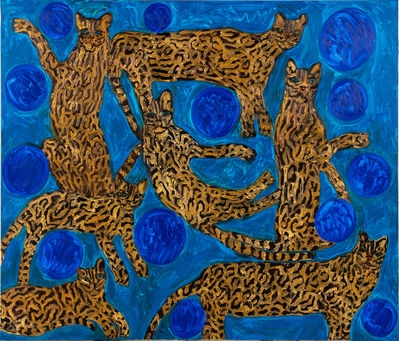 Hunt Slonem, ‘Pearl Blue Ocelots’, 2020