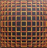 Colored Tape on Metal Box Manner of Vasarely Collage Painting Kinetic Op Art