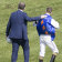 Hugh Bowman back on his feet after falling pon board SYDNEY, AUSTRALIA - APRIL 24: Hugh Bowman is seen walking after a fall in race 1 the Vale Neville Layt Highway during Sydney Racing at Royal Randwick Racecourse on April 24, 2021 in Sydney, Australia. (Photo by Jenny Evans/Getty Images) in race 1 the Vale Neville Layt Highway during Sydney Racing at Royal Randwick Racecourse on April 24, 2021 in Sydney, Australia. (Photo by Jenny Evans/Getty Images)