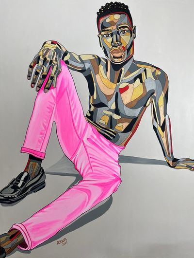 REWA, ‘Somto in Pink Jeans | Contemplating Return’, 2021