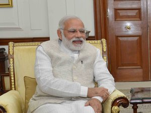 Narendra Modi , Prime Minister of India at Rashtrapati Bhavan on 20-3-17