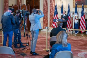 File - Secretary of State Antony J. Blinken delivers a speech on U.S. foreign policy at the U.S. Department of State in Washington, D.C., on March 3, 2021.