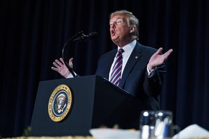 President Donald Trump speaks at the 68th annual National Prayer Breakfast, at the Washington Hilton, Thursday, Feb. 6, 2020, in Washington