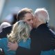 Hunter Biden embraces his father, Joe, and Jill Biden during Joe’s presidential inauguration ceremony in Washington in January.