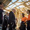 Prime Minister Scott Morrison and Housing Minister Michael Sukkar MP meet builders in Officer in February.