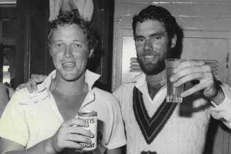 Kim Hughes and Greg Chappell at the SCG in January 1980.