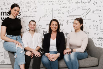 Sia Goutzas with her daughters who all went to single-sex schools (from left) Tiana, 18, Elizabeth, 16, and Giorgia, 20. 