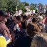 Protesters at Kyling Corner in Cleveland on Saturday, May 8, 2021 for a rally against Federal Bowman MP Andrew Laming in his electorate.