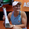 Ashleigh Barty celebrates victory in Stuttgart during here stunning run of form on clay.