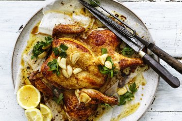 ***EMBARGOED FOR SUNDAY LIFE, MARCH 22/20 ISSUE***
Adam Liaw recipe : Roast Chicken with Garlic Brown butter
Photograph by William Meppem (photographer on contract, no restrictions)Â 