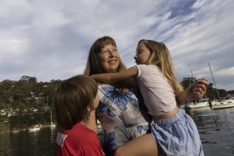 Rachel Verity with her twins Grace and Harrison at their Clareville home.