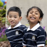 Caulfield Grammar School students in their new gender-neutral uniforms.