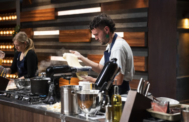 Conor makes pasta on MasterChef Australia.