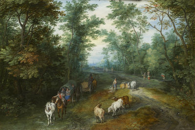 Jan Brueghel the Elder, ‘Landscape with Travellers on a Country Road’, 1611