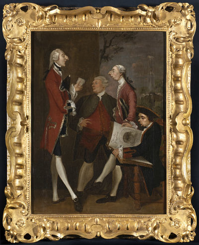 Joshua Reynolds, ‘Caricature of Lord Bruce, Thomas Brudenell-Bruce, later, 1st Earl of Ailesbury; the Hon. John Ward; Joseph Leeson, Jnr, later 2nd Earl of Milltown, and Joseph Henry of Straffan, ’, c. early 1751