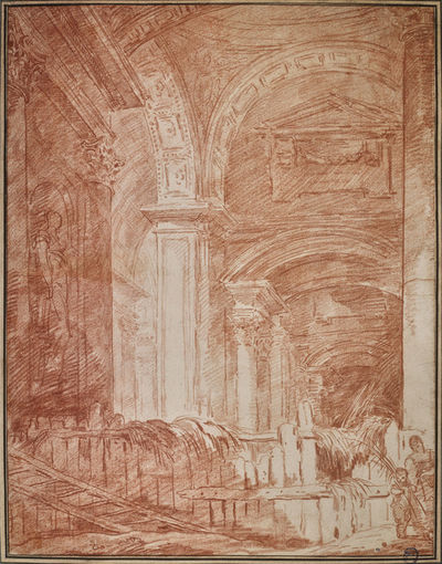 Hubert Robert, ‘Eglise transformée en fenil’, 18th century