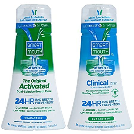 SmartMouth Original Activated and Clinical DDS (Gum & Plaque) 24 Hour Fresh Breath Rinse, 2 Bottles, 16 fl oz Each