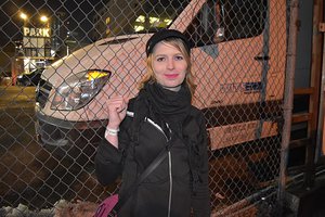 Chelsea Manning at protest in front of "A Night For Freedom"