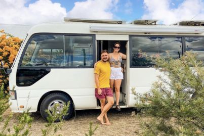 This couple converted a $15,000 bus into their first home
