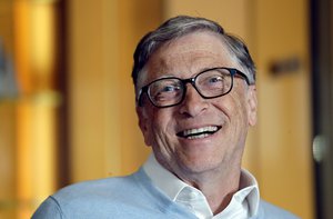 In this Feb. 1, 2019, file photo, Bill Gates smiles while being interviewed in Kirkland, Wash.