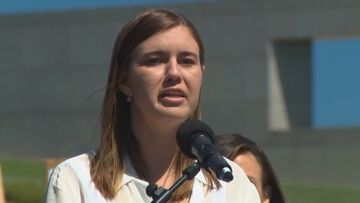 BrittanY Higgins speaks at Canberra March 4 Justice